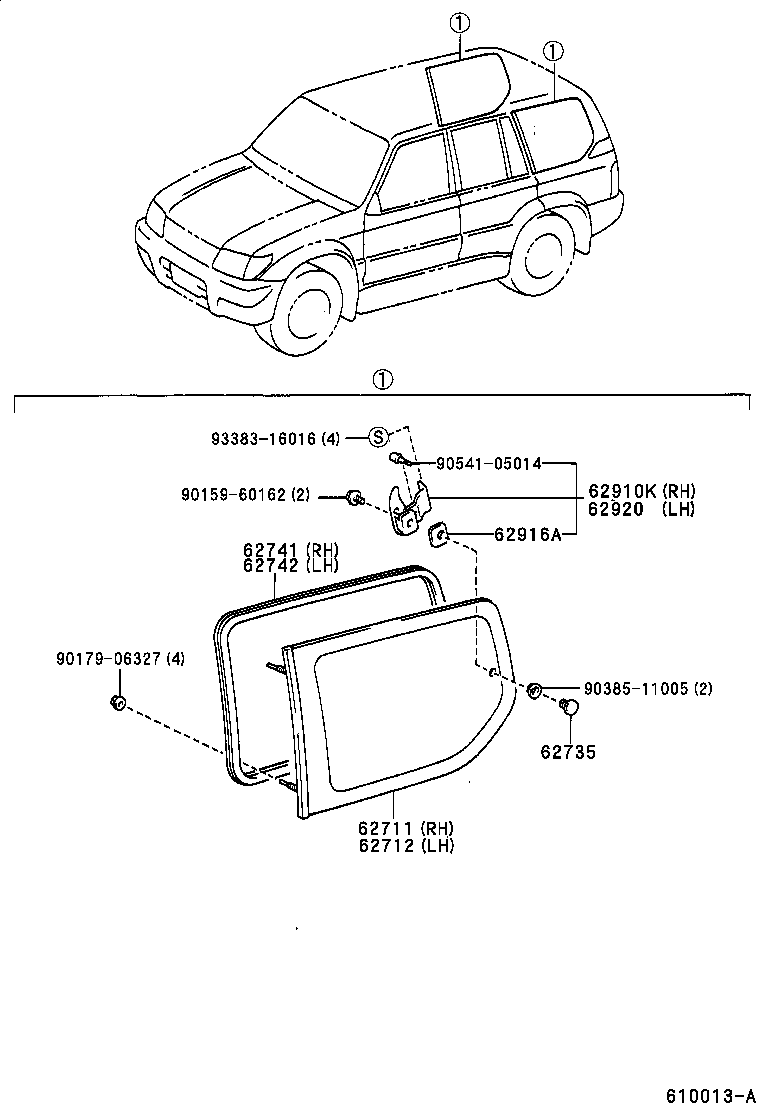 62710-60902 GLASS, QUARTER WINDOW, RH product image