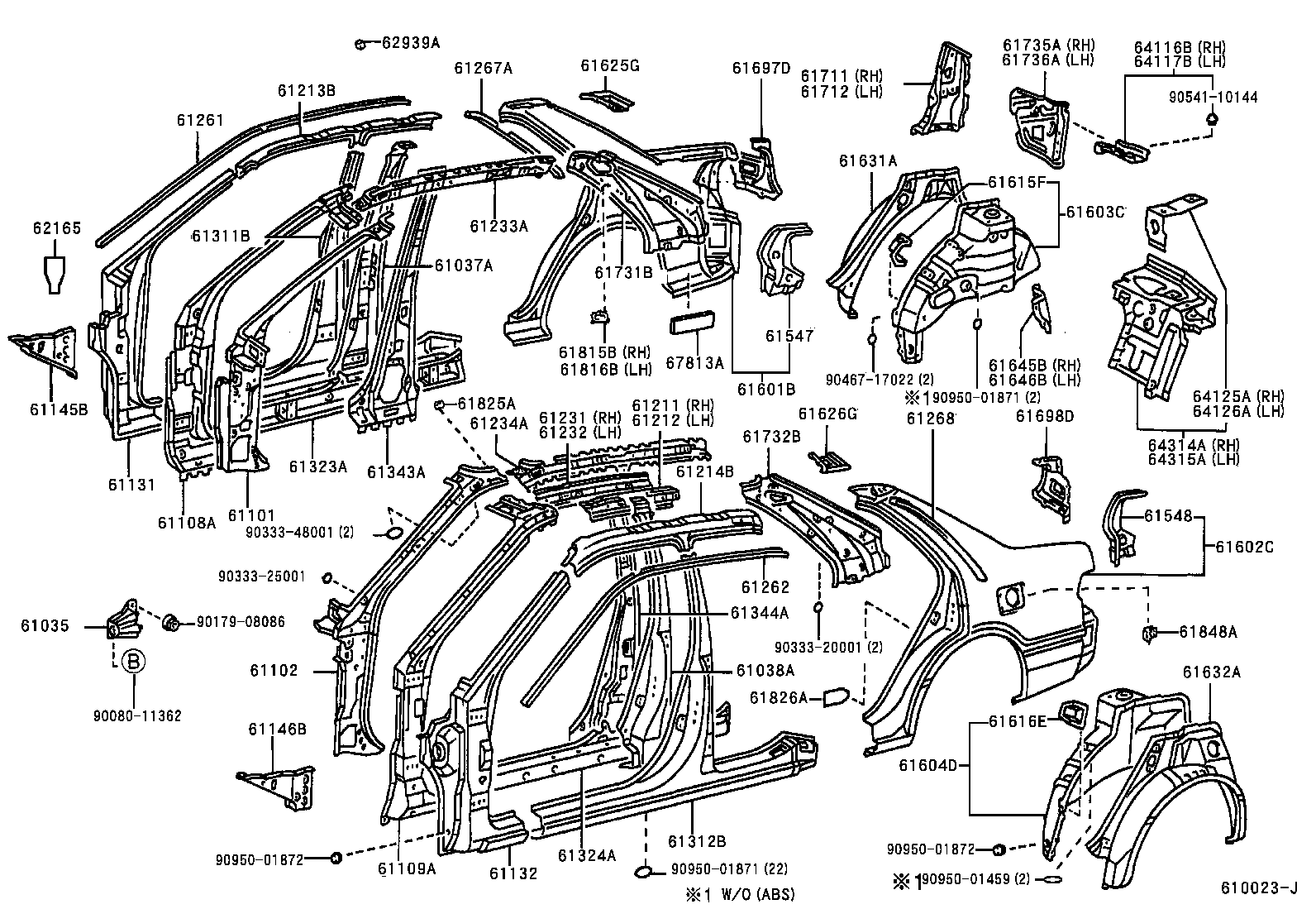 Toyota 61344-AA901 PILLAR, CENTER BODY, INNER LH