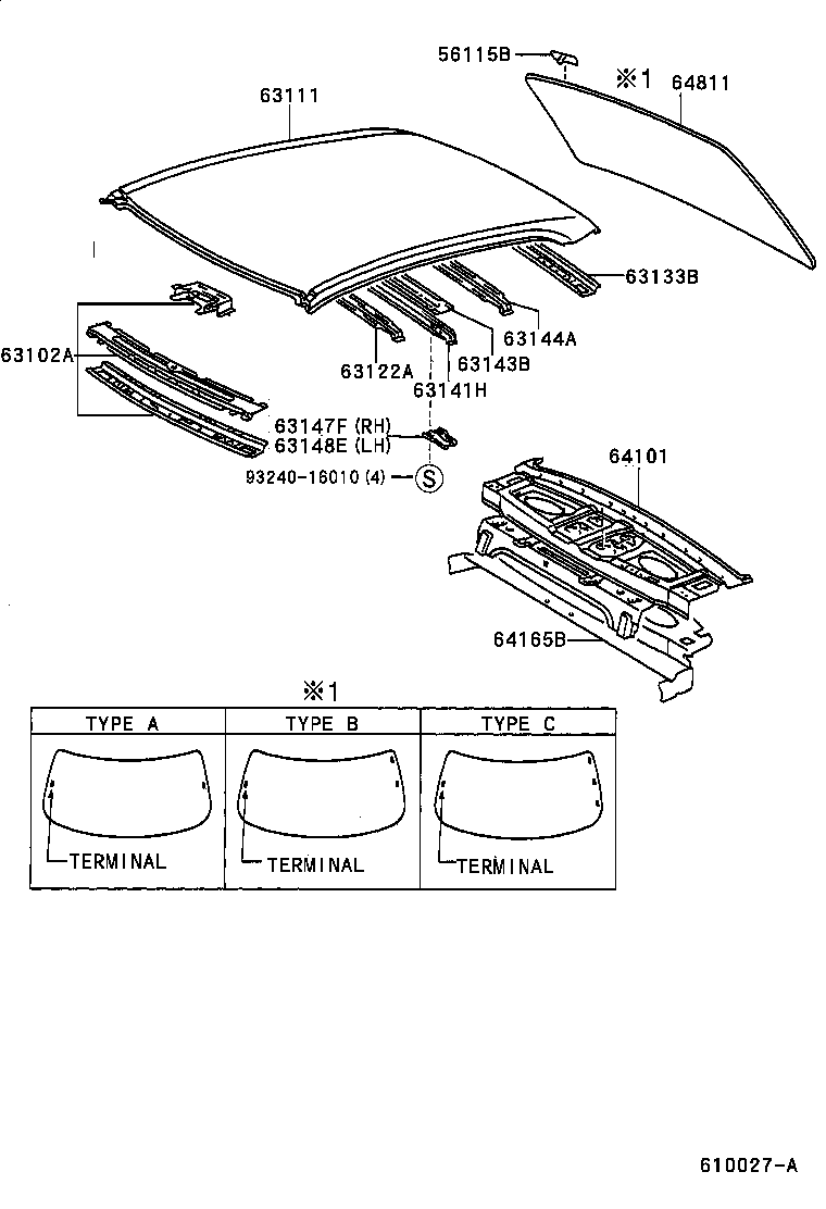 Toyota 63144-AA030 REINFORCEMENT, ROOF PANEL, NO.4