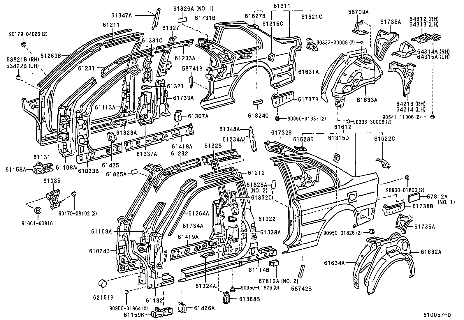 Toyota 61232-16280 RAIL, ROOF SIDE, INNER LH