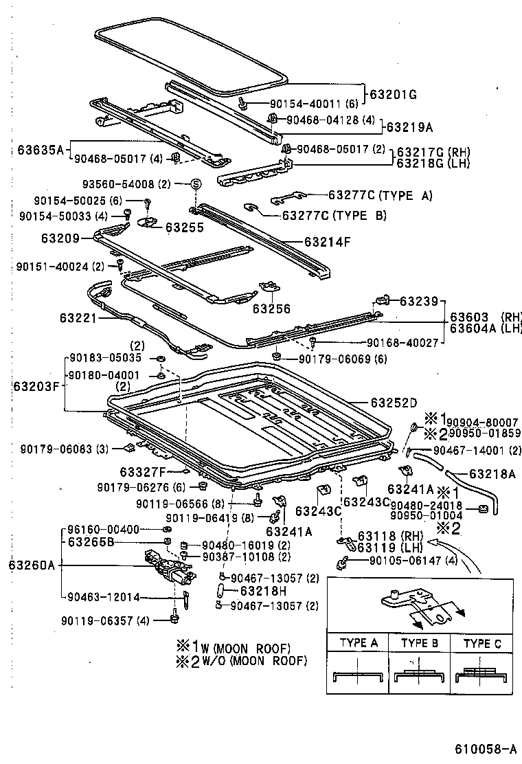 Toyota 63201-24090 GLASS SUB-ASSY, SLIDING ROOF