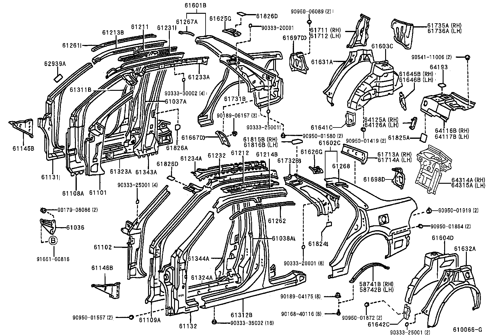 61601-33913 PANEL SUB-ASSY, QUARTER, RH product image