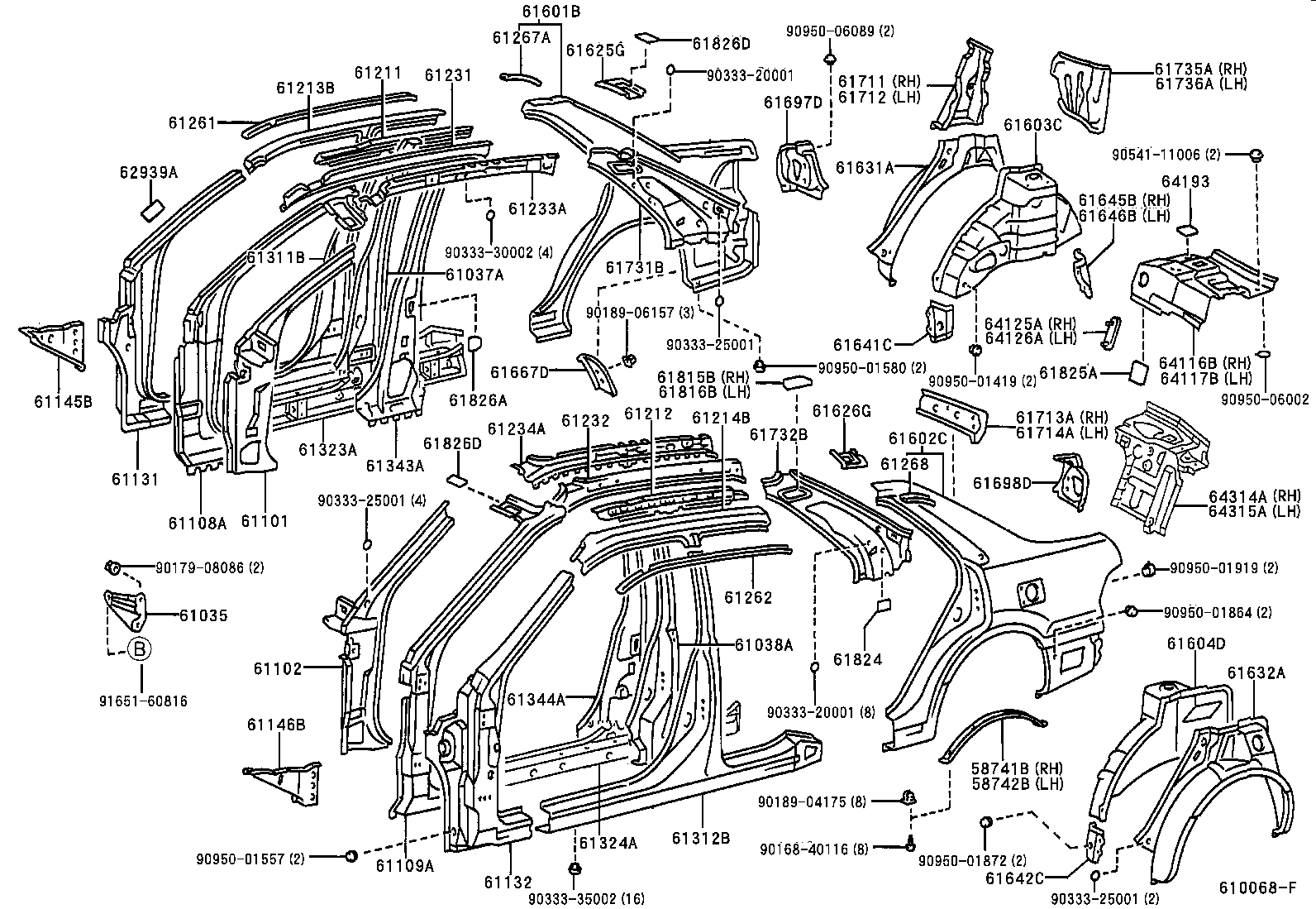 Toyota 61232-33041 RAIL, ROOF SIDE, INNER LH