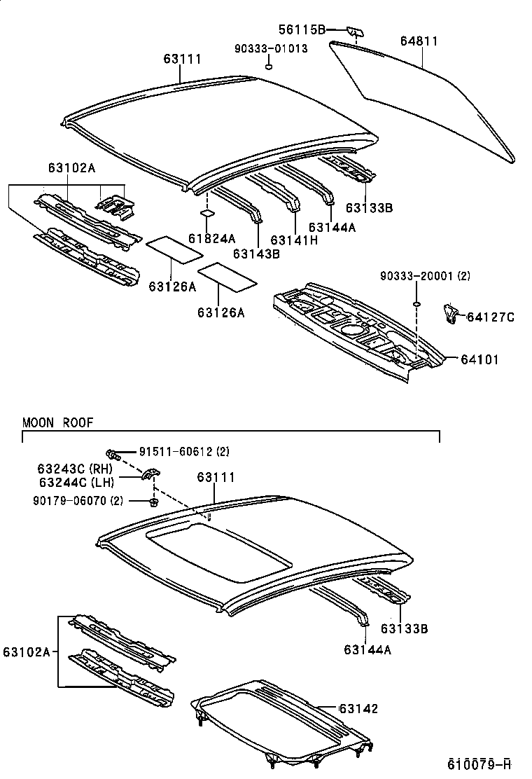 Toyota 63144-33050 REINFORCEMENT, ROOF PANEL, NO.4