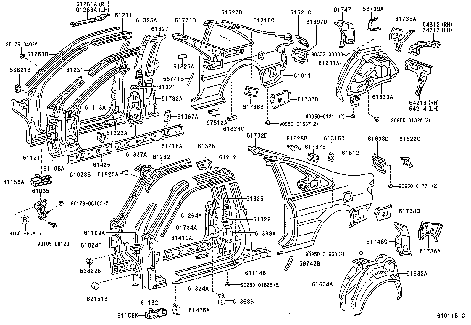 Toyota 61232-16270 RAIL, ROOF SIDE, INNER LH