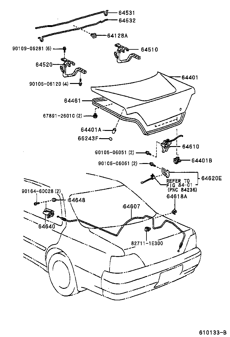 64532-22360 BAR, LUGGAGE DOOR HINGE TORSION, LH product image