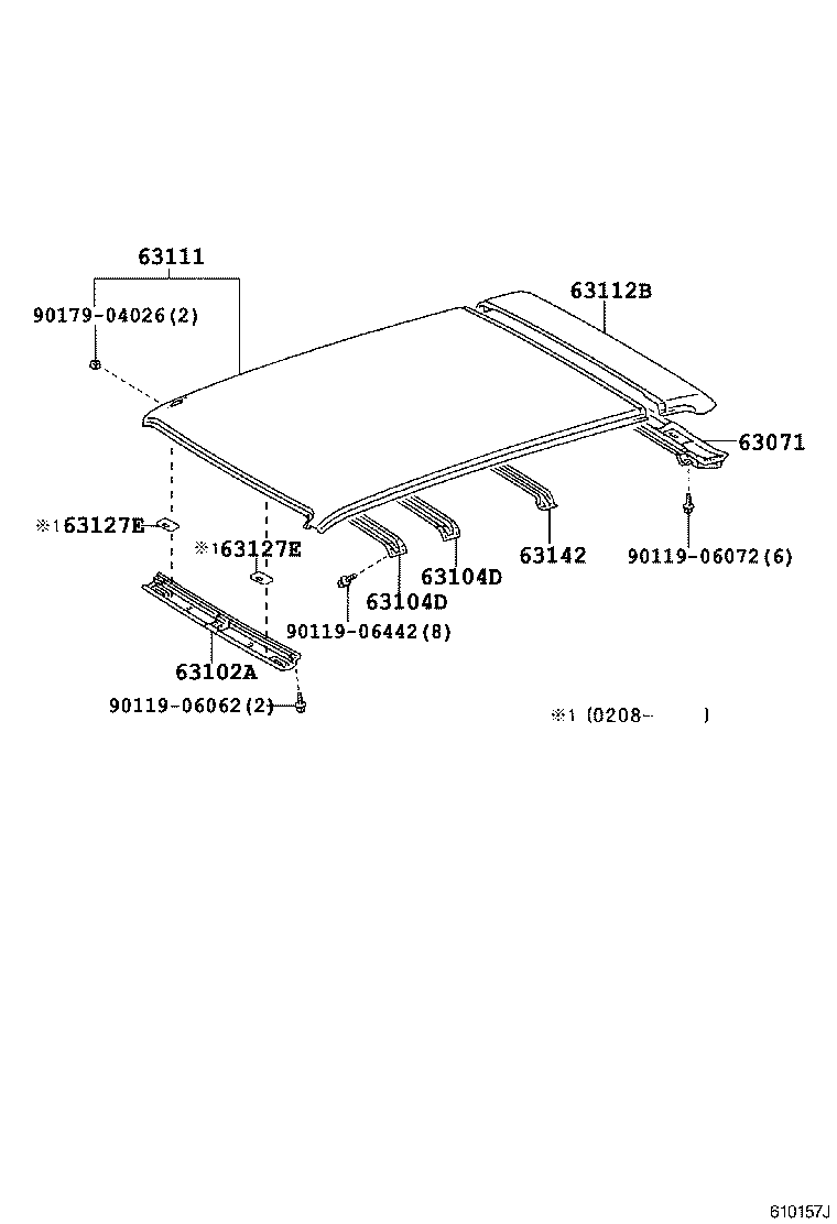63111-0B100 PANEL, ROOF product image