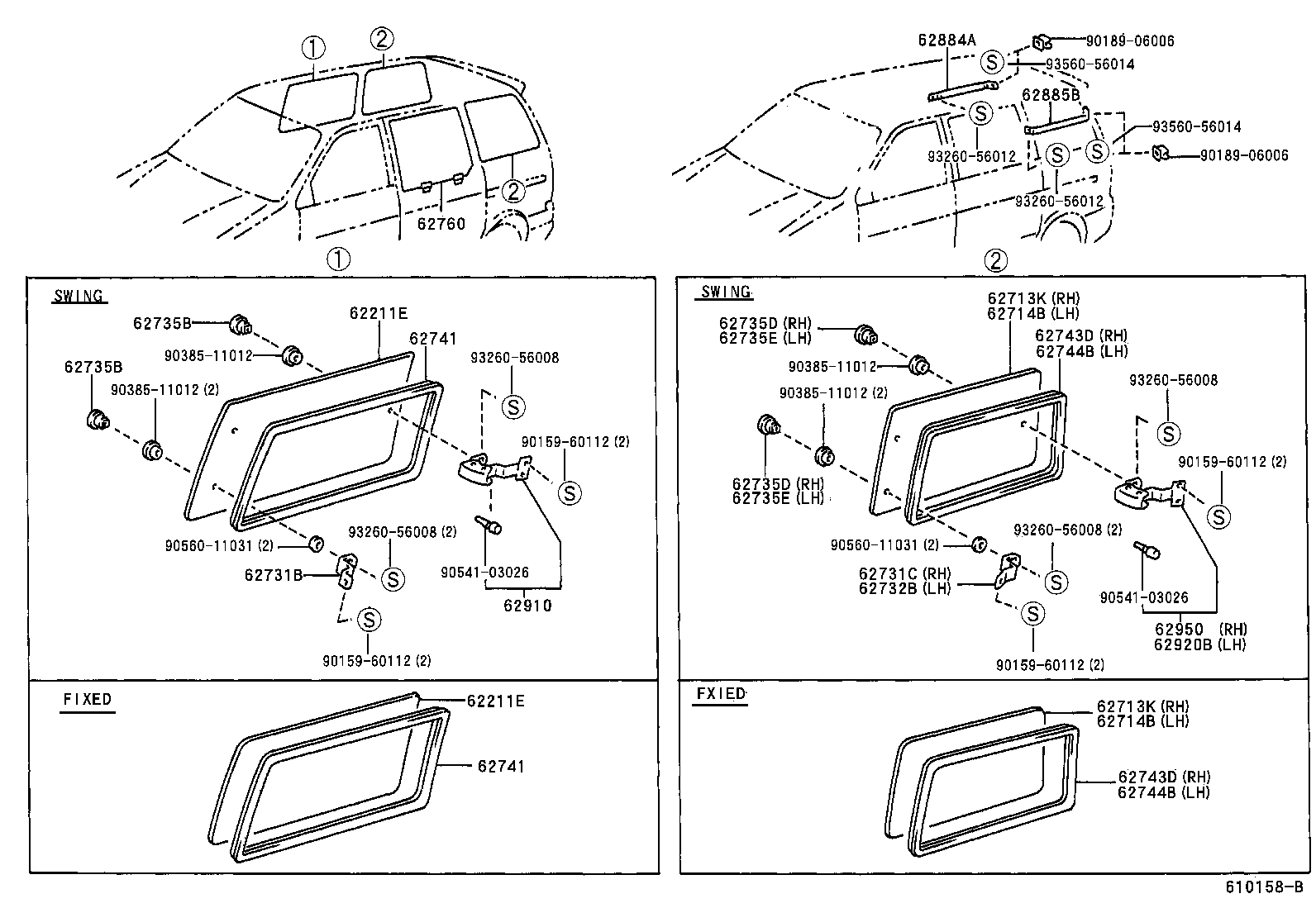 62713-28320 GLASS, SIDE WINDOW, REAR RH product image