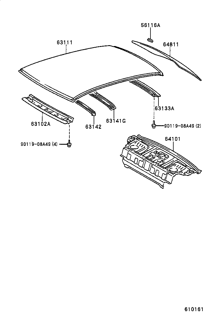 63142-0A010 REINFORCEMENT, ROOF PANEL, NO.2 product image