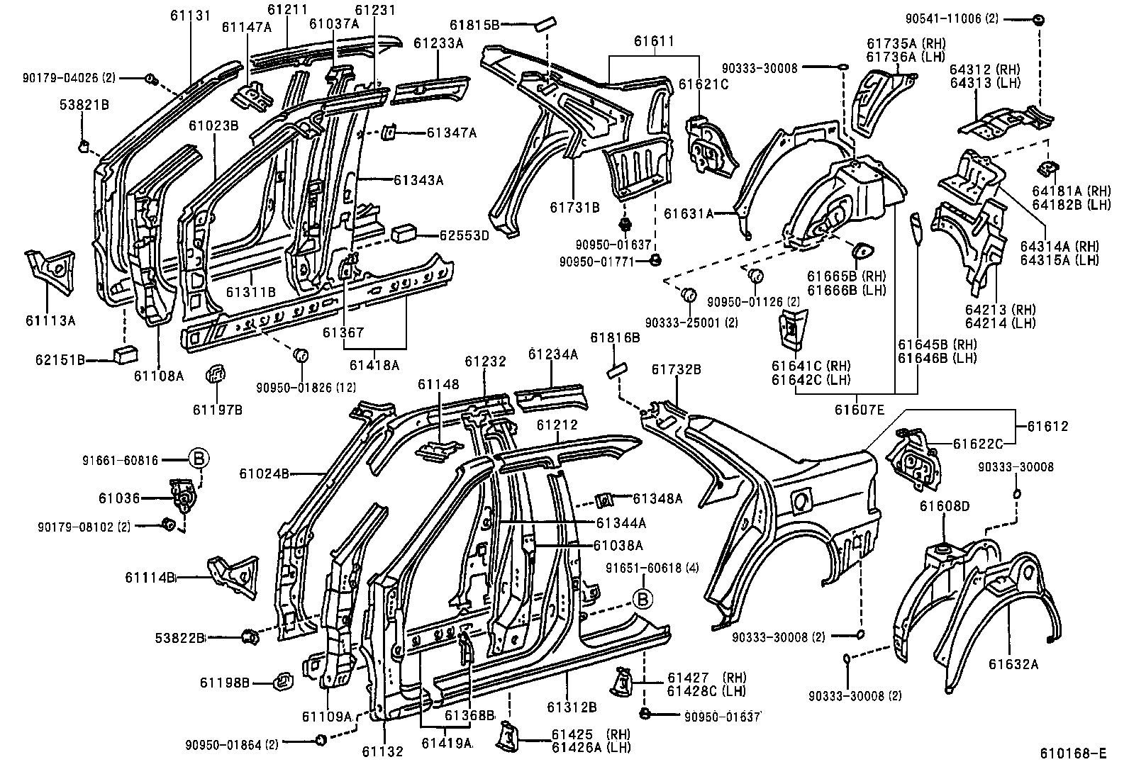 61344-0A010 PILLAR, CENTER BODY, INNER LH product image