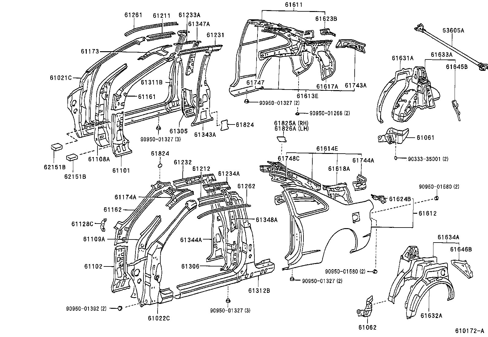 Toyota 61338-20030 REINFORCEMENT, CENTER BODY PILLAR, INNER LH