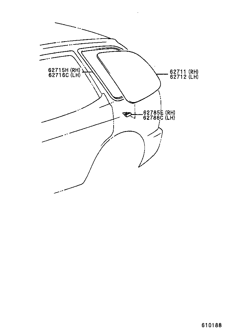62712-13191 GLASS, QUARTER WINDOW, LH product image