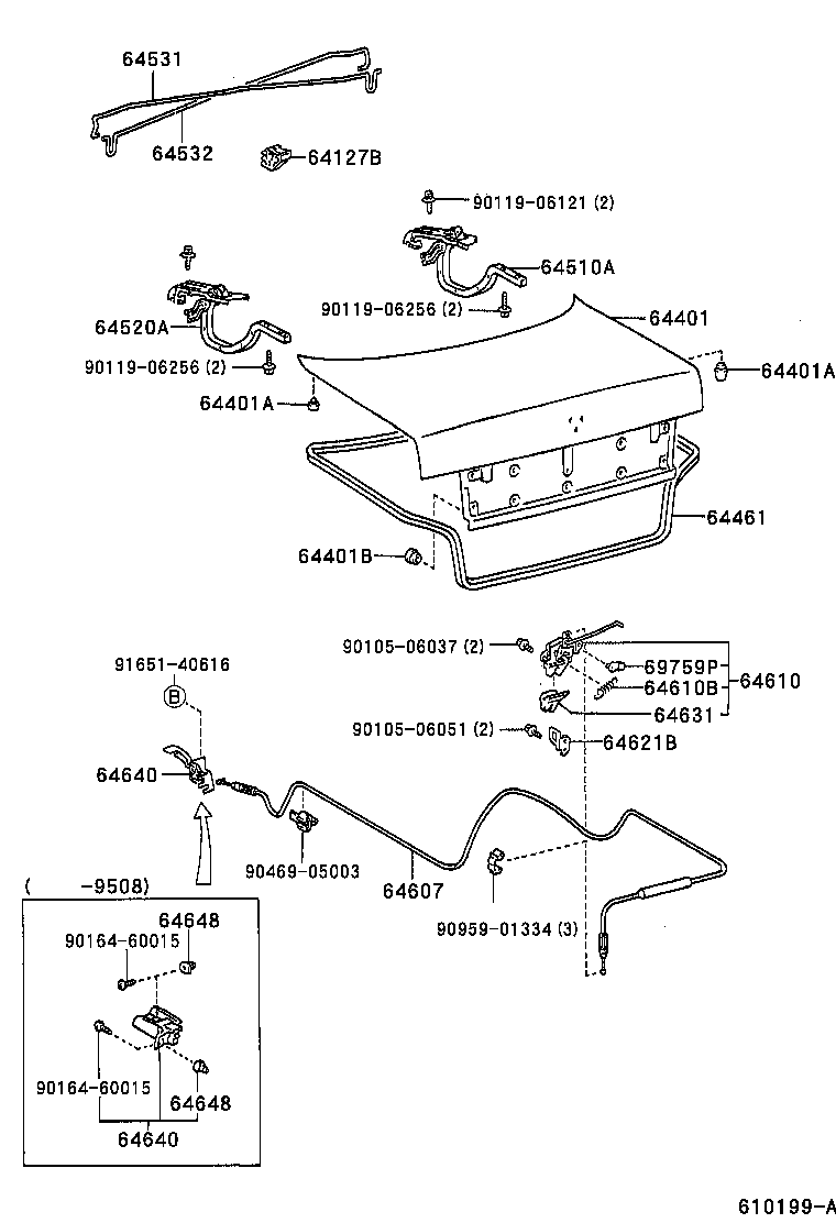 Toyota 64520-02010 HINGE ASSY, LUGGAGE COMPARTMENT DOOR, LH