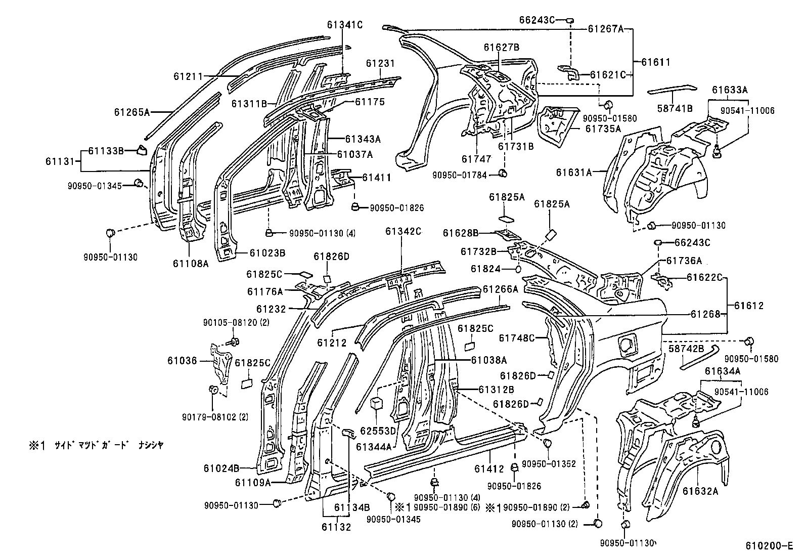 61736-12906 PANEL, ROOF SIDE, INNER REAR LH product image