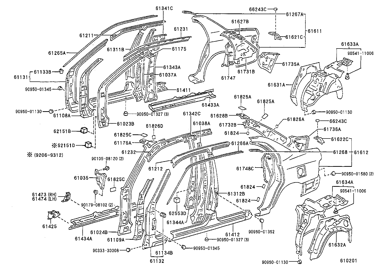 61023-02010 PILLAR SUB-ASSY, FRONT BODY, INNER RH product image