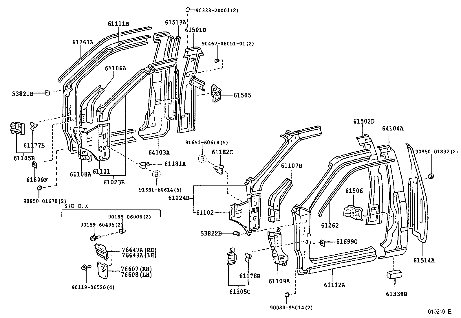 61033-0B060 REINFORCE SUB-ASSY, BACK DOOR OPENING SIDE product image