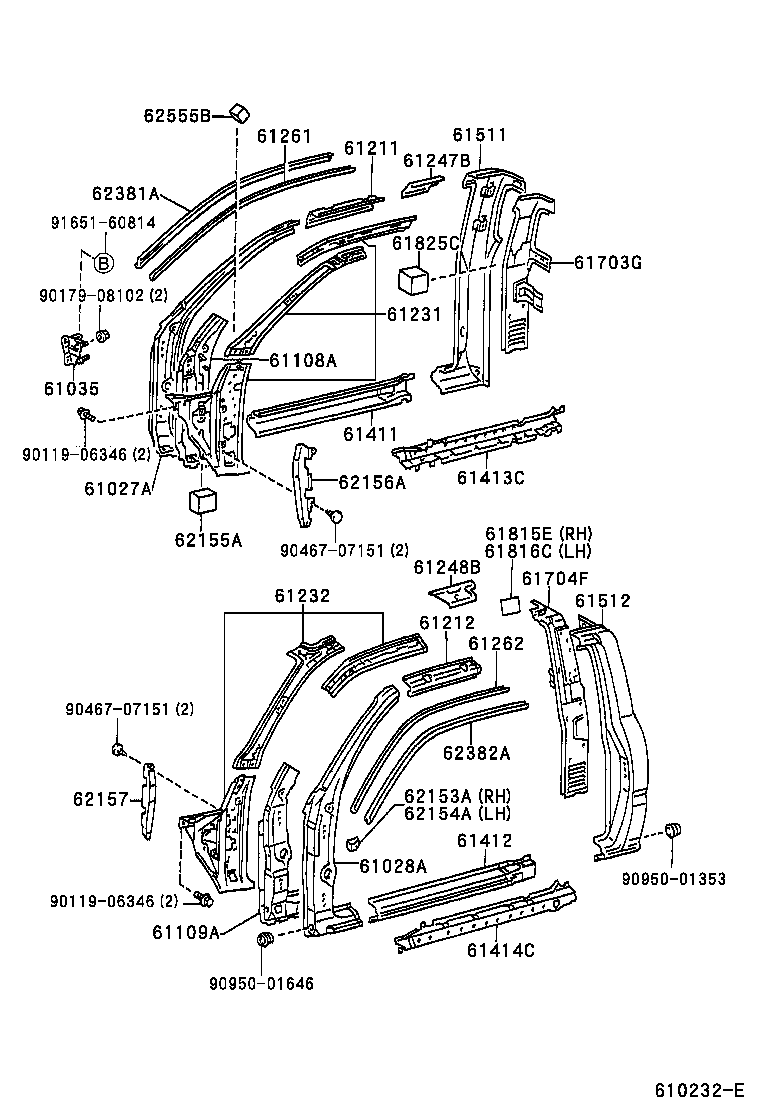 Toyota 61232-35082 RAIL, ROOF SIDE, INNER LH
