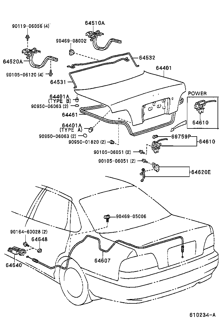 64531-AC010 BAR, LUGGAGE DOOR HINGE TORSION, RH product image