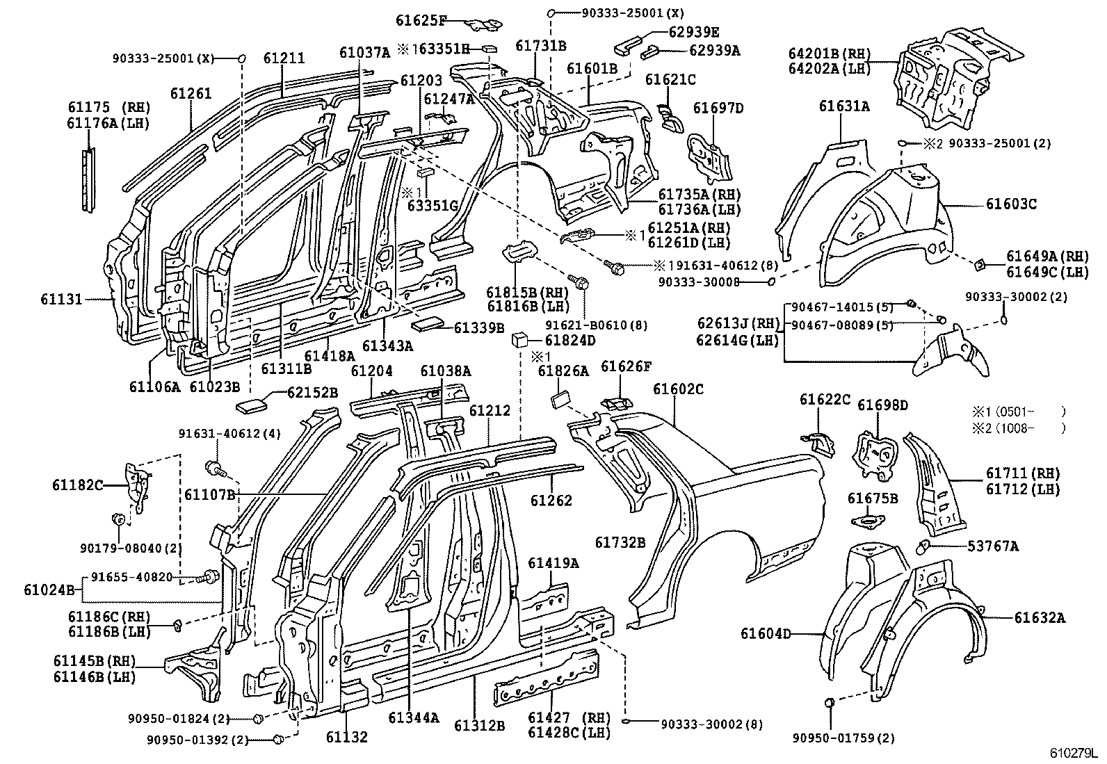 61631-40901 PANEL, QUARTER WHEEL HOUSE, OUTER RH product image