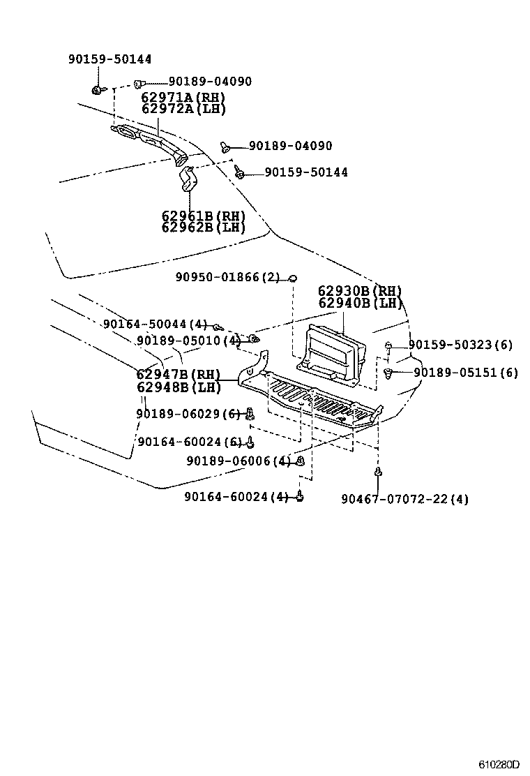 62971-40010 DUCT, ROOF SIDE AIR, NO.1 RH product image