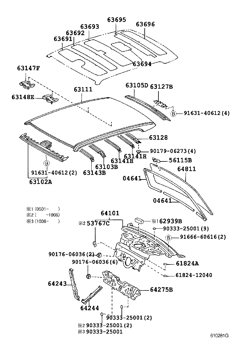 63103-40040 REINFORCEMENT SUB-ASSY, ROOF PANEL, CENTER product image