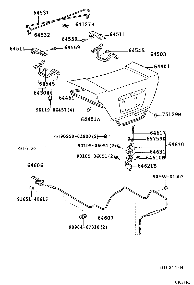 64531-12581 BAR, LUGGAGE DOOR HINGE TORSION, RH product image