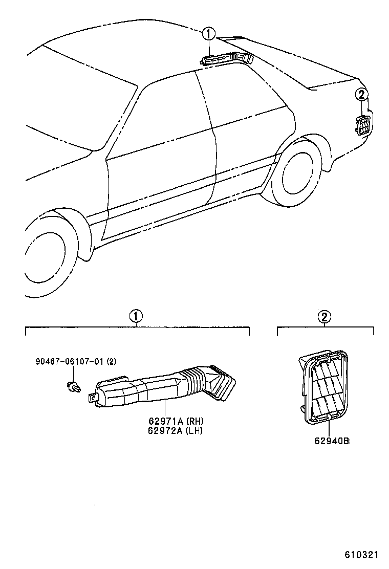 62971-30110 DUCT, ROOF SIDE AIR, NO.1 RH product image