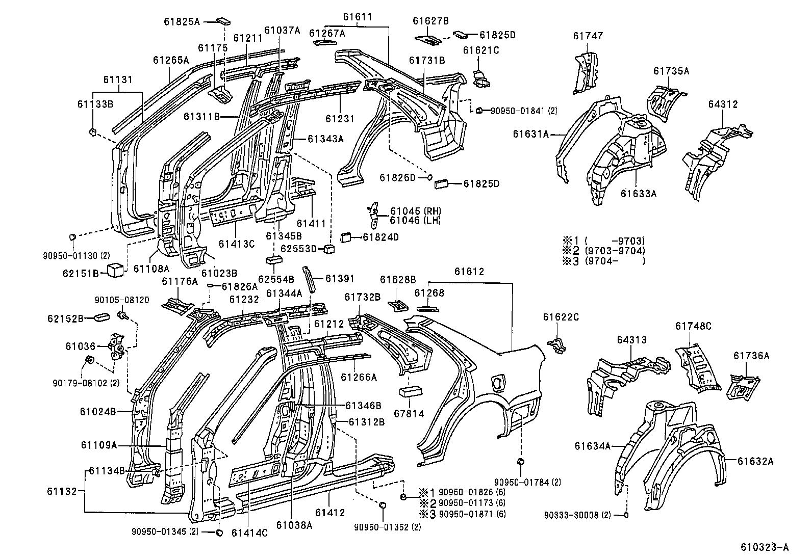 61346-12030 PILLAR, CENTER BODY, INNER LOWER LH product image