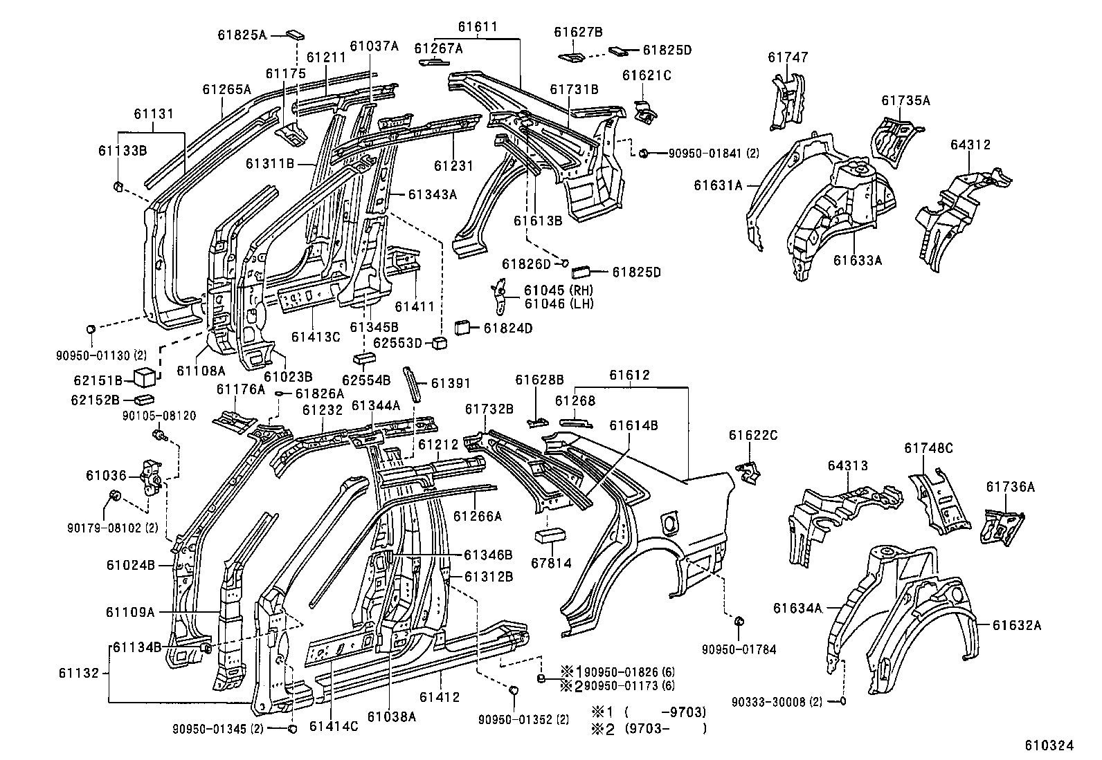 61622-12340 TROUGH, LUGGAGE COMPARTMENT OPENING, LH product image