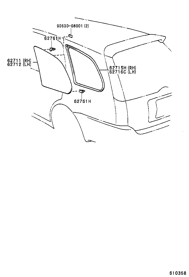 62716-13010 DAM, QUARTER WINDOW GLASS ADHESIVE, LH product image