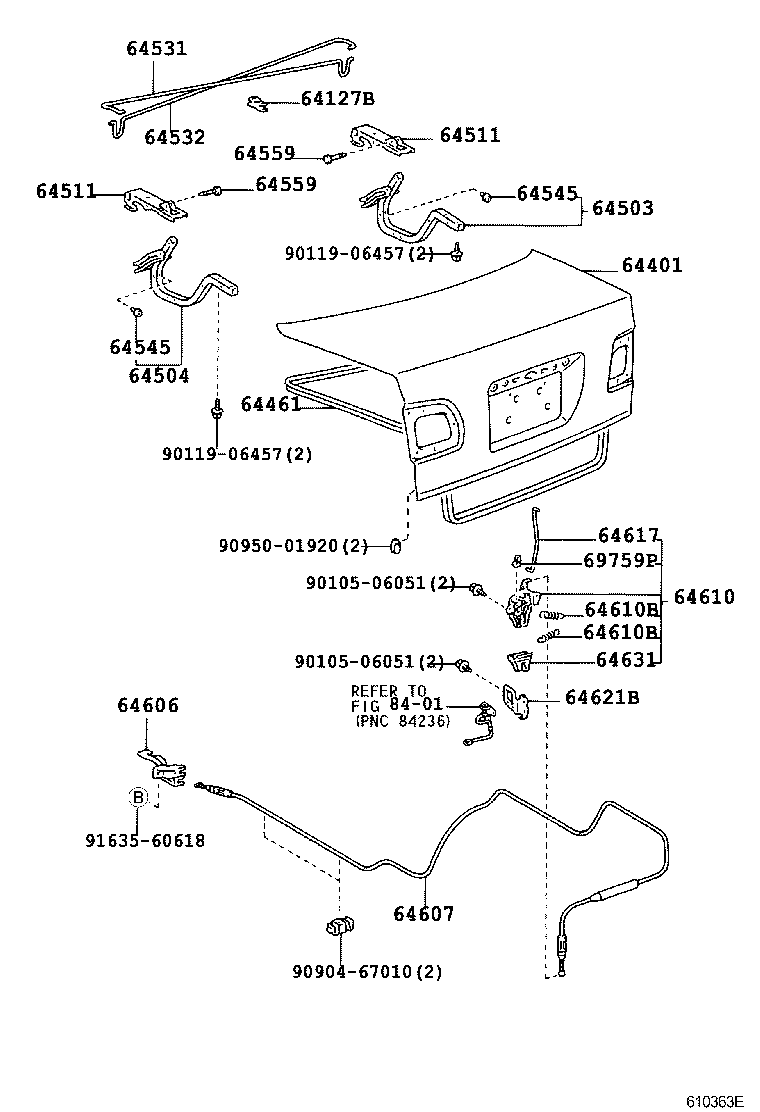 64503-12130 ARM SUB-ASSY, LUGGAGE COMPARTMENT DOOR HINGE, RH product image