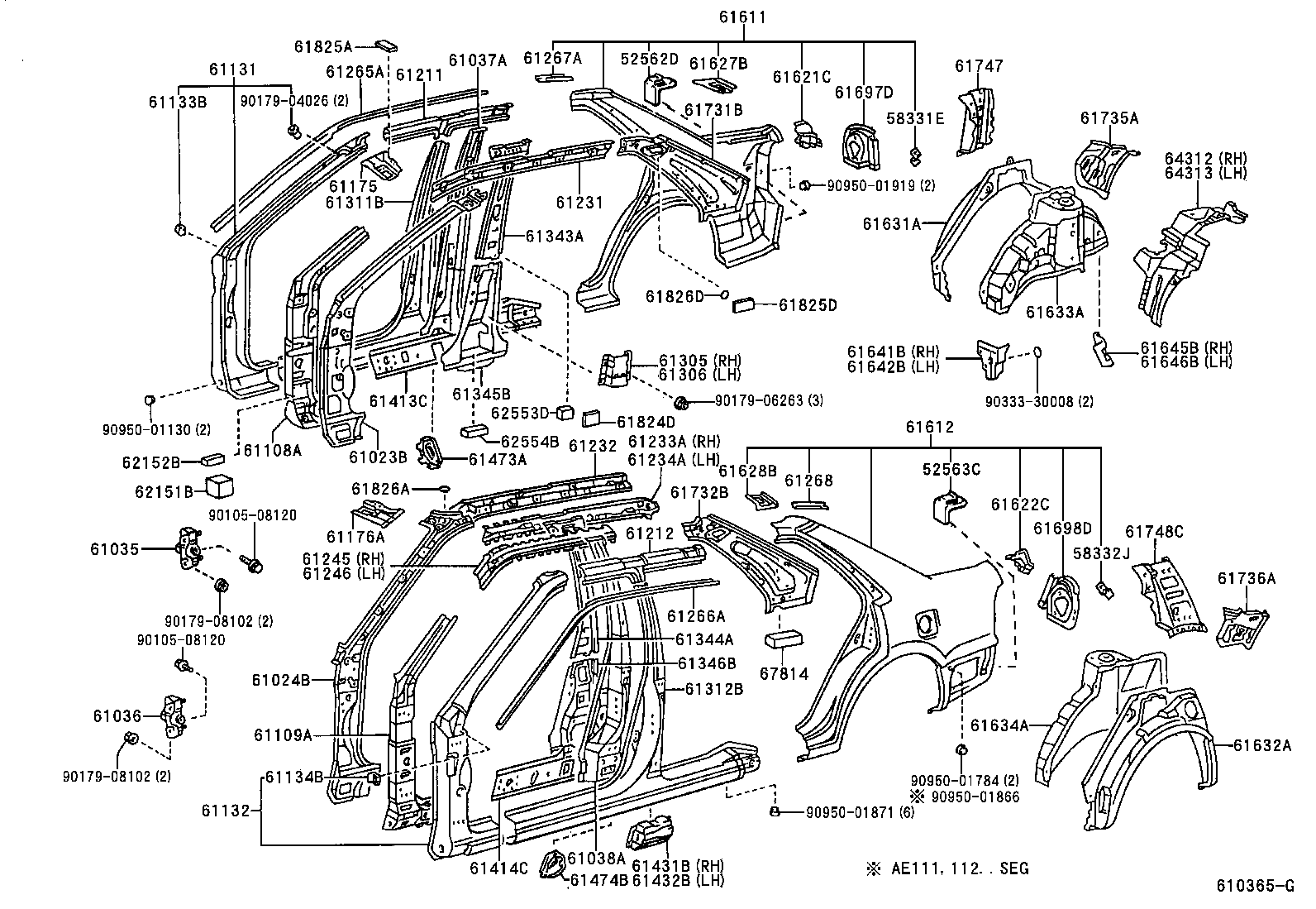 61346-12030 PILLAR, CENTER BODY, INNER LOWER LH product image