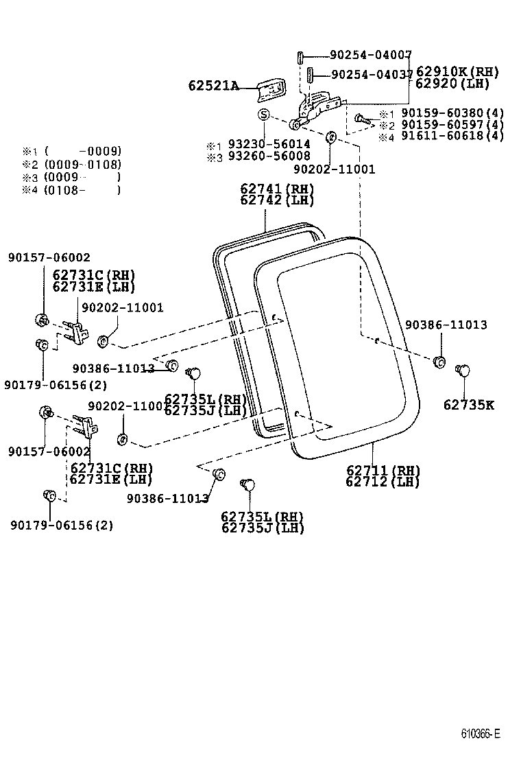 Toyota 62711-04020 GLASS, QUARTER WINDOW, RH