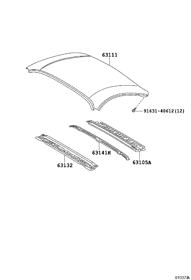 Toyota 63106-14010 REINFORCEMENT SUB-ASSY, ROOF PANEL, NO.4