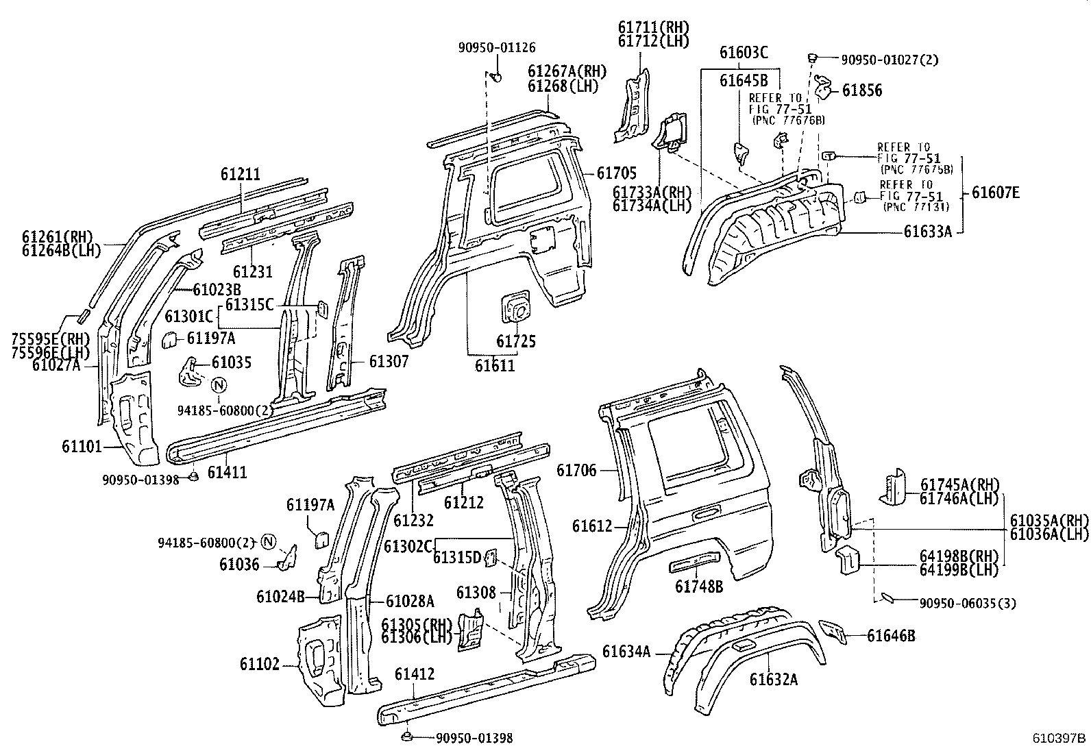 61611-60330 PANEL, QUARTER, RH product image