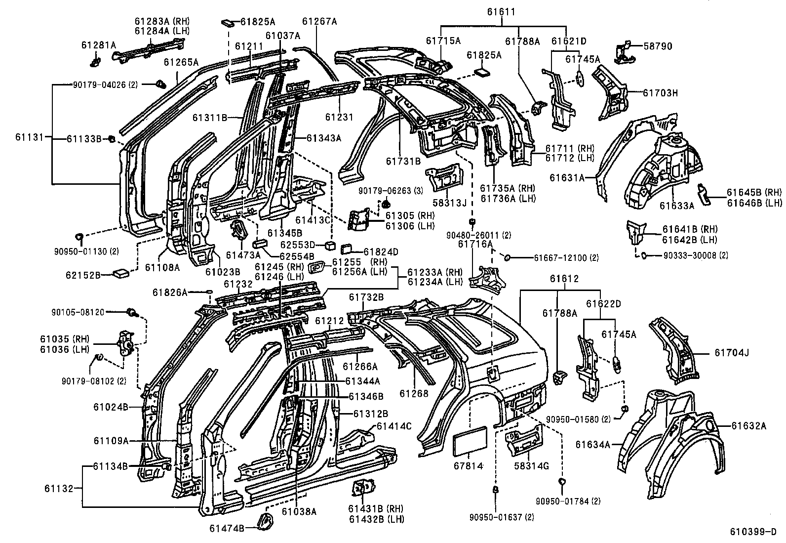 61346-12030 PILLAR, CENTER BODY, INNER LOWER LH product image