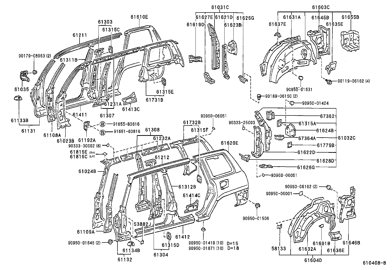 61631-42010 PANEL, QUARTER WHEEL HOUSE, OUTER RH product image