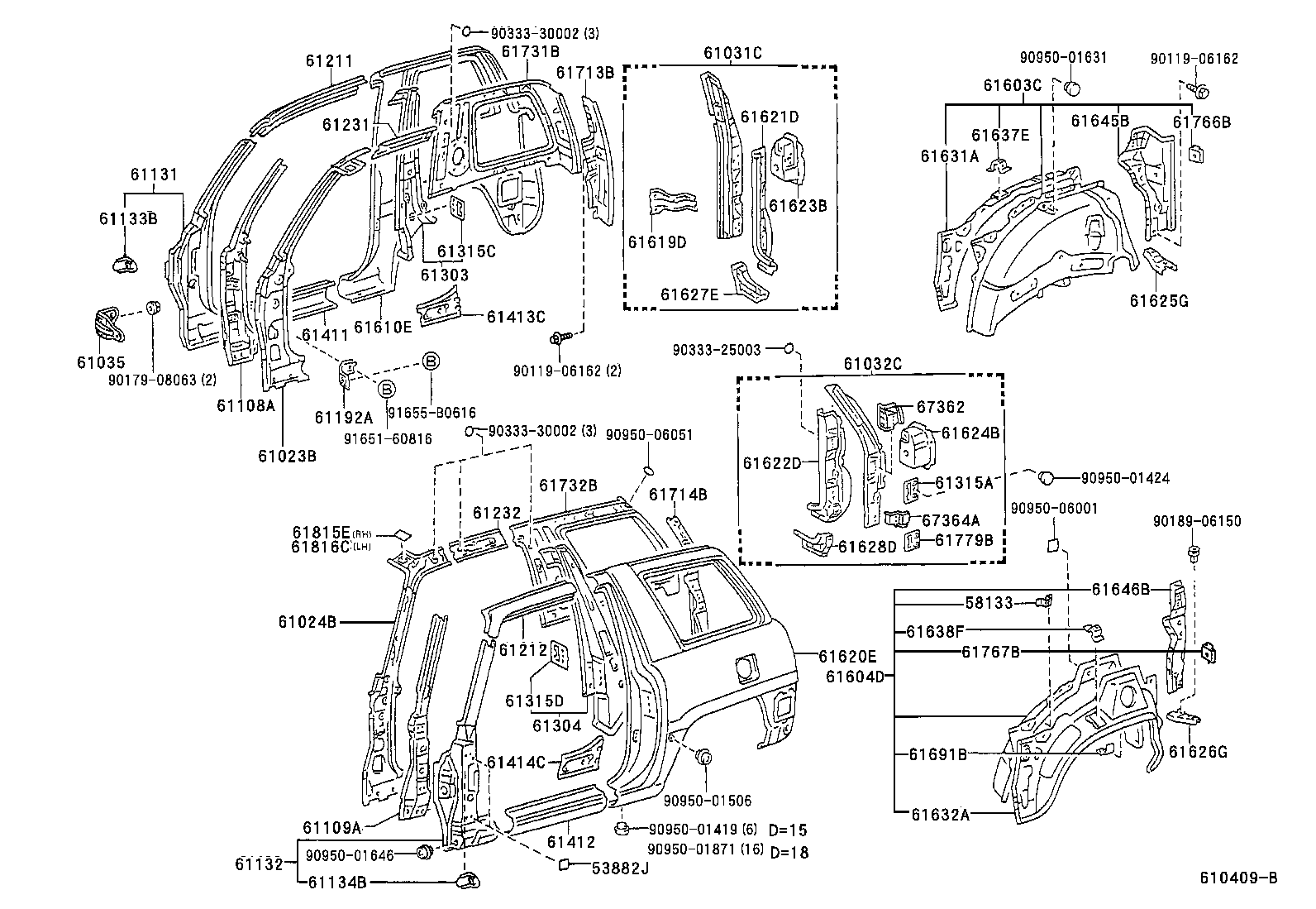 Toyota 61232-42010 RAIL, ROOF SIDE, INNER LH