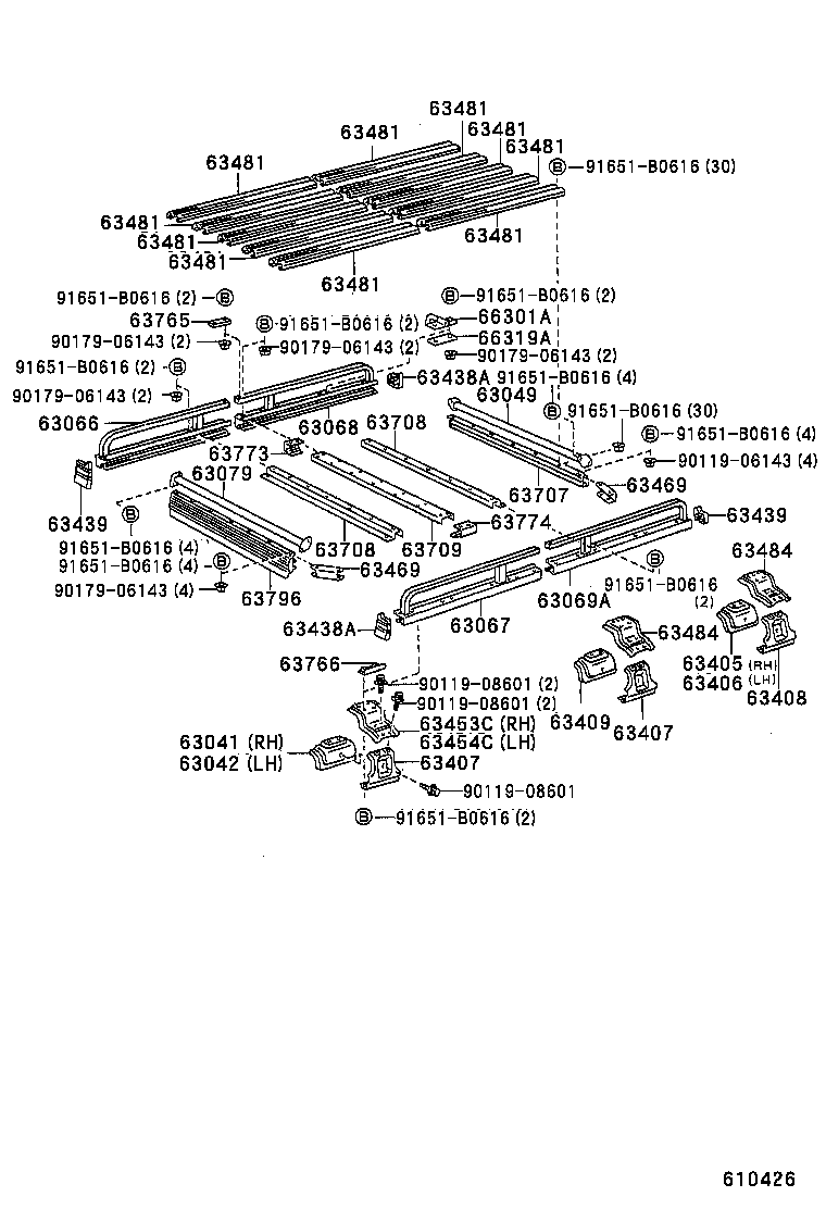 63241-60020 BRACKET, SLIDING ROOF HOUSING FRONT MOUNTING, RH product image