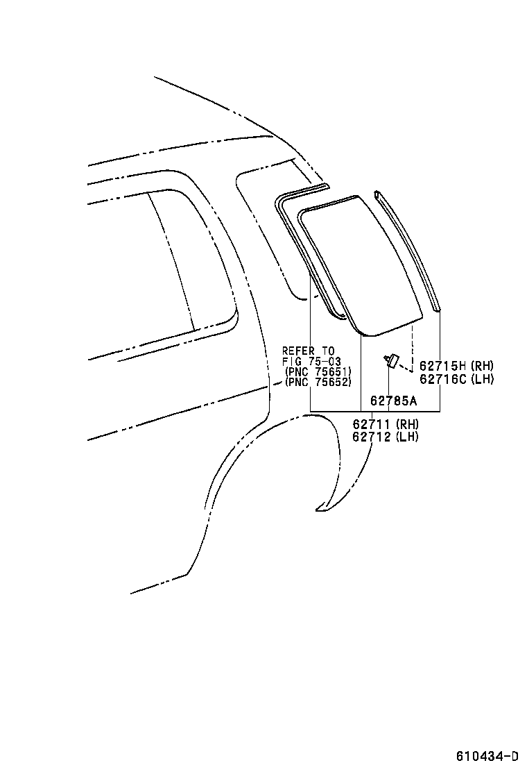 62710-46010 GLASS, QUARTER WINDOW, RH product image