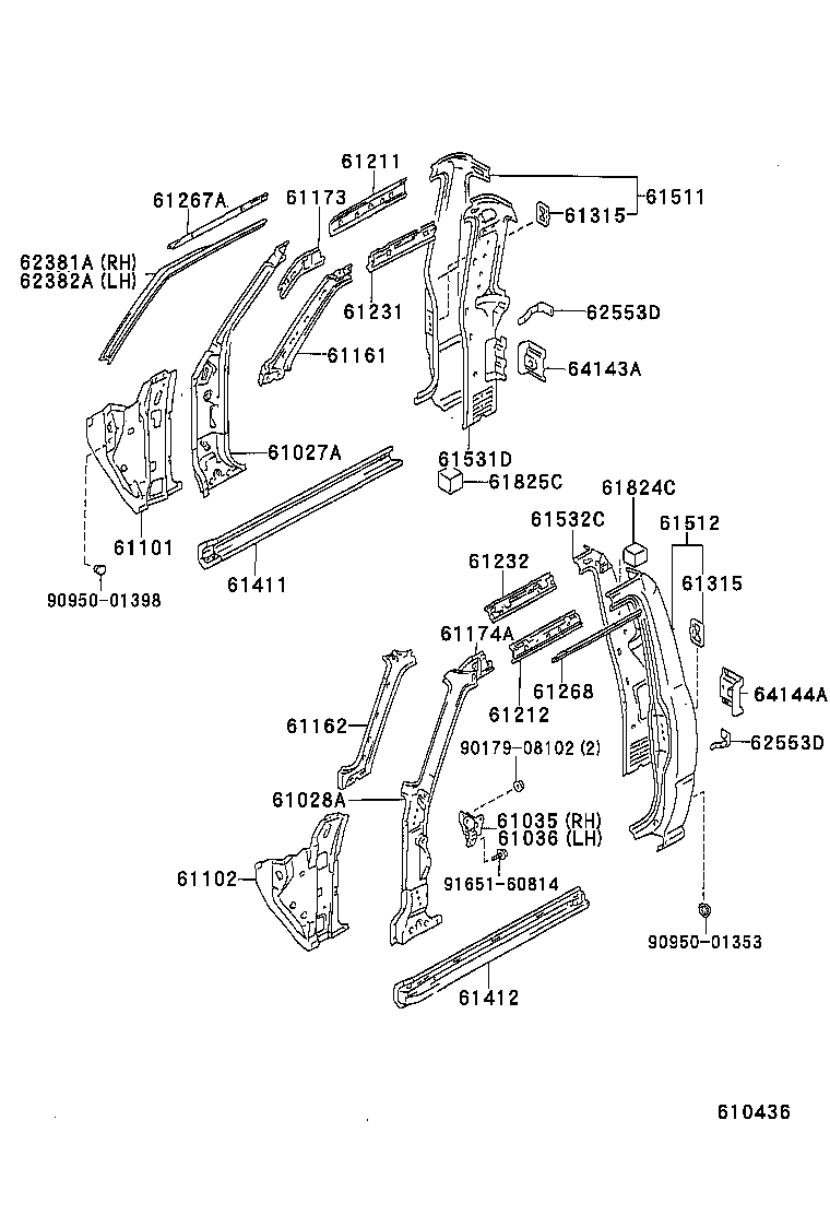 61102-04020 PANEL SUB-ASSY, COWL SIDE, LH product image