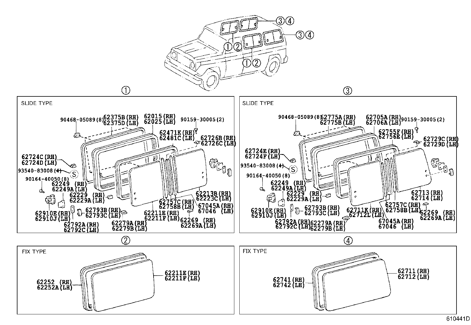 62720-60080 GLASS, QUARTER WINDOW, LH product image