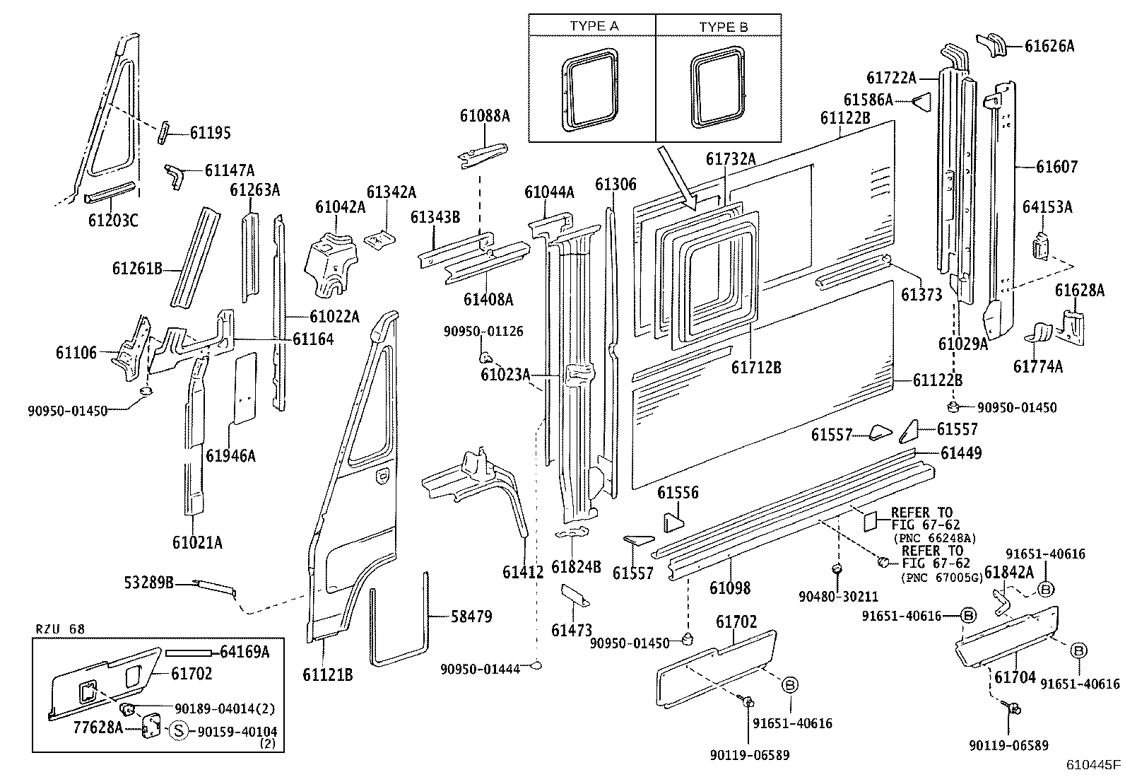 61014-36030 PILLAR SUB-ASSY, NO.4 RH product image