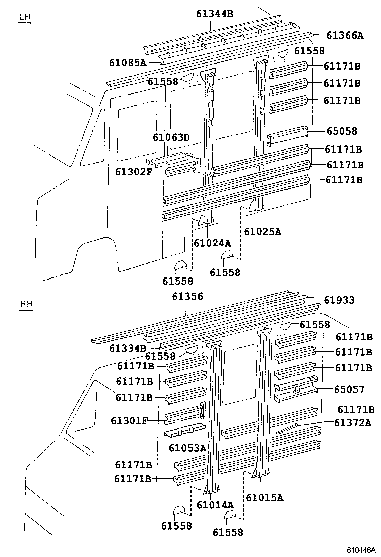 61014-36030 PILLAR SUB-ASSY, NO.4 RH product image