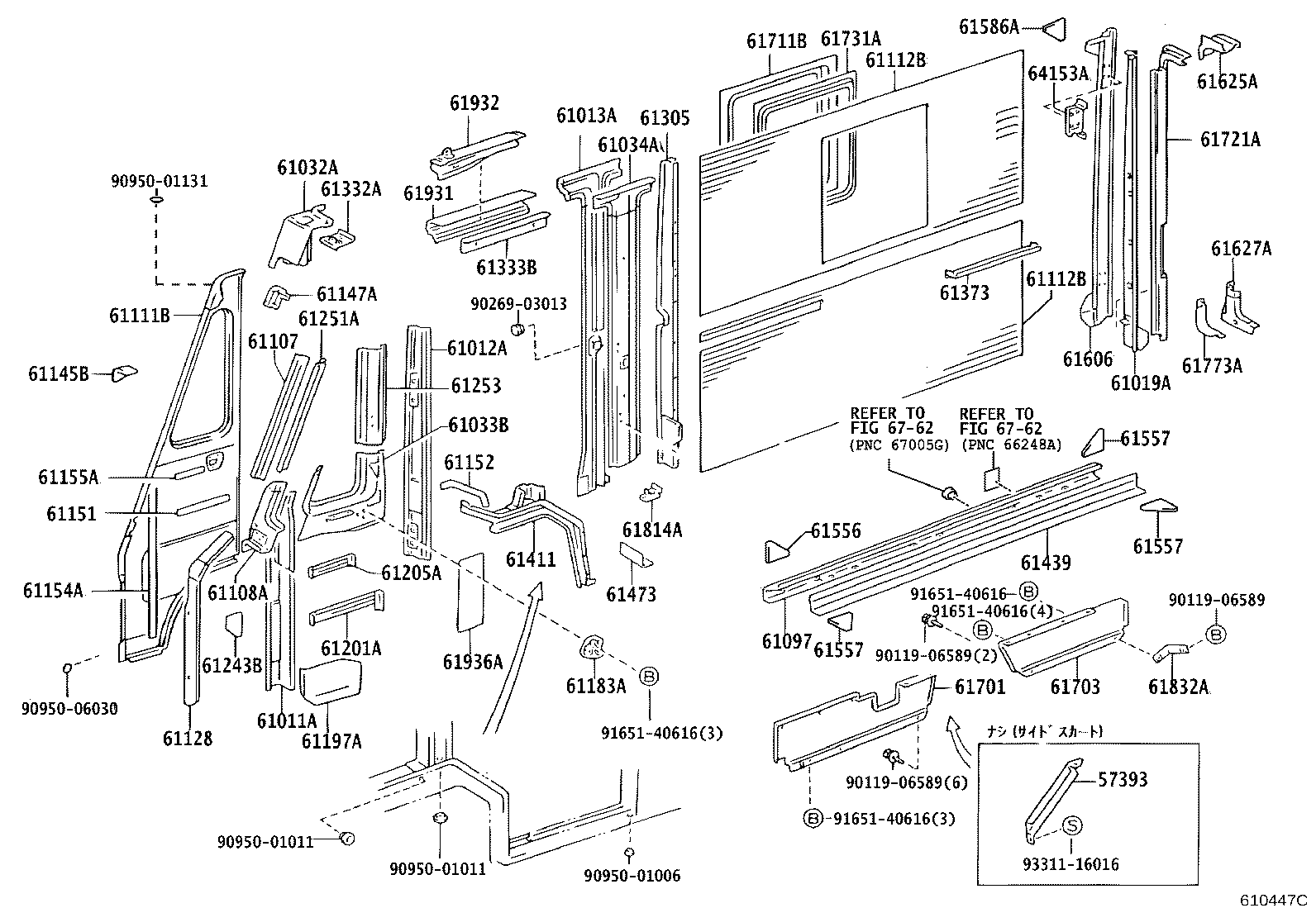 61014-36030 PILLAR SUB-ASSY, NO.4 RH product image