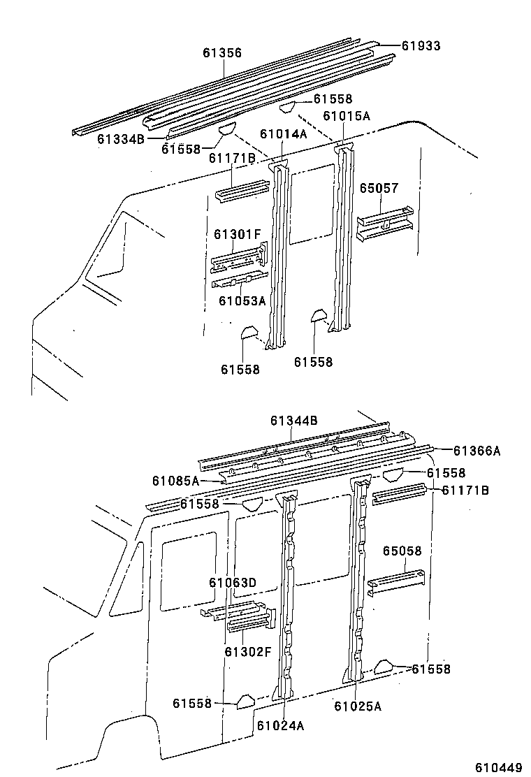 61014-36030 PILLAR SUB-ASSY, NO.4 RH product image