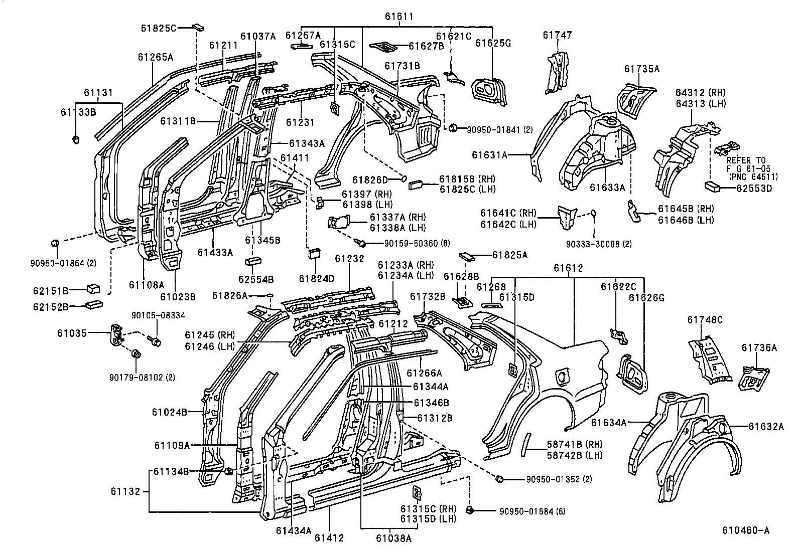Toyota 61338-12100 REINFORCEMENT, CENTER BODY PILLAR, INNER LH