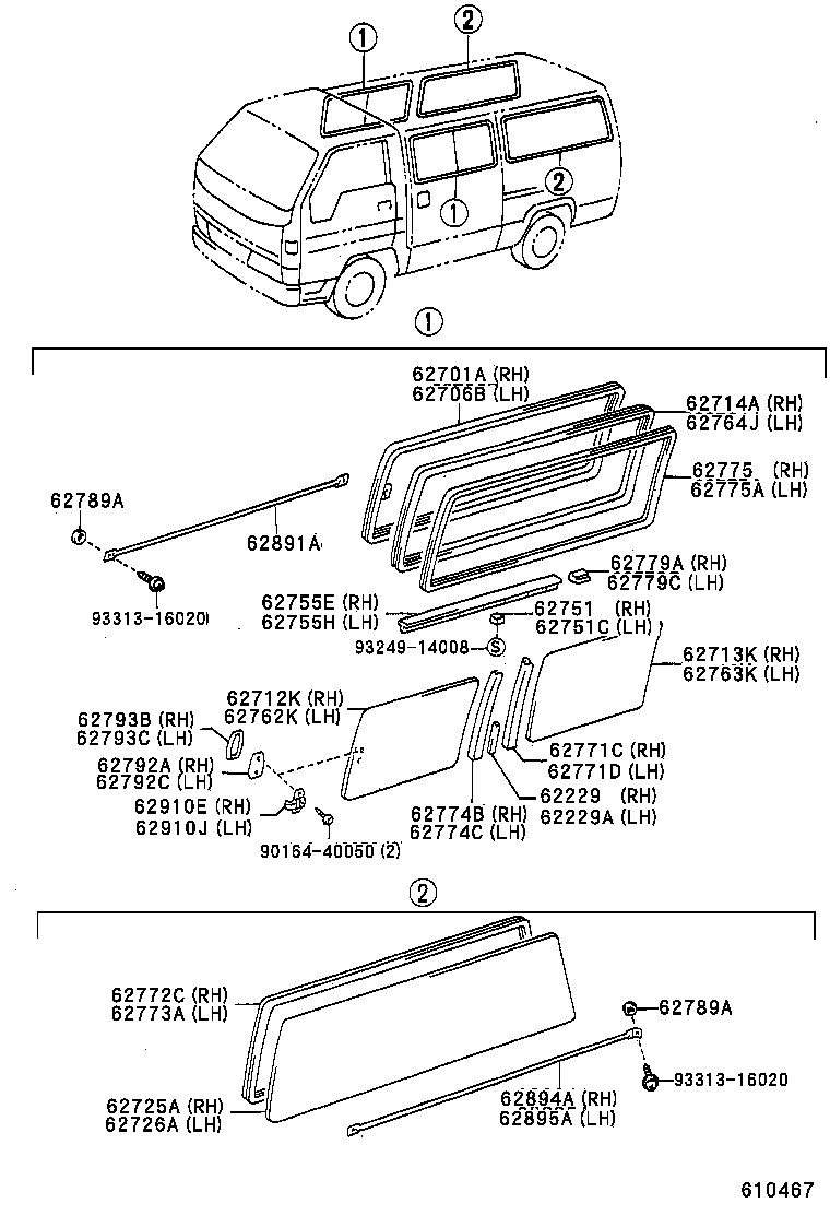 62735-37010 GLASS, SIDE WINDOW, REAR RH product image