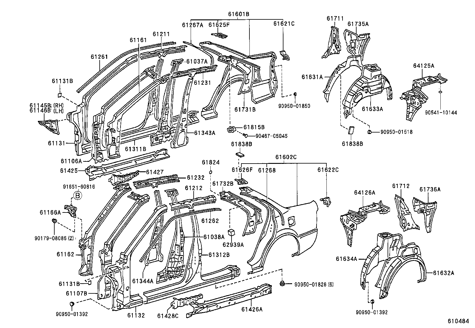 61815-32060 COVER, ROOF SIDE, INNER UPPER RH product image