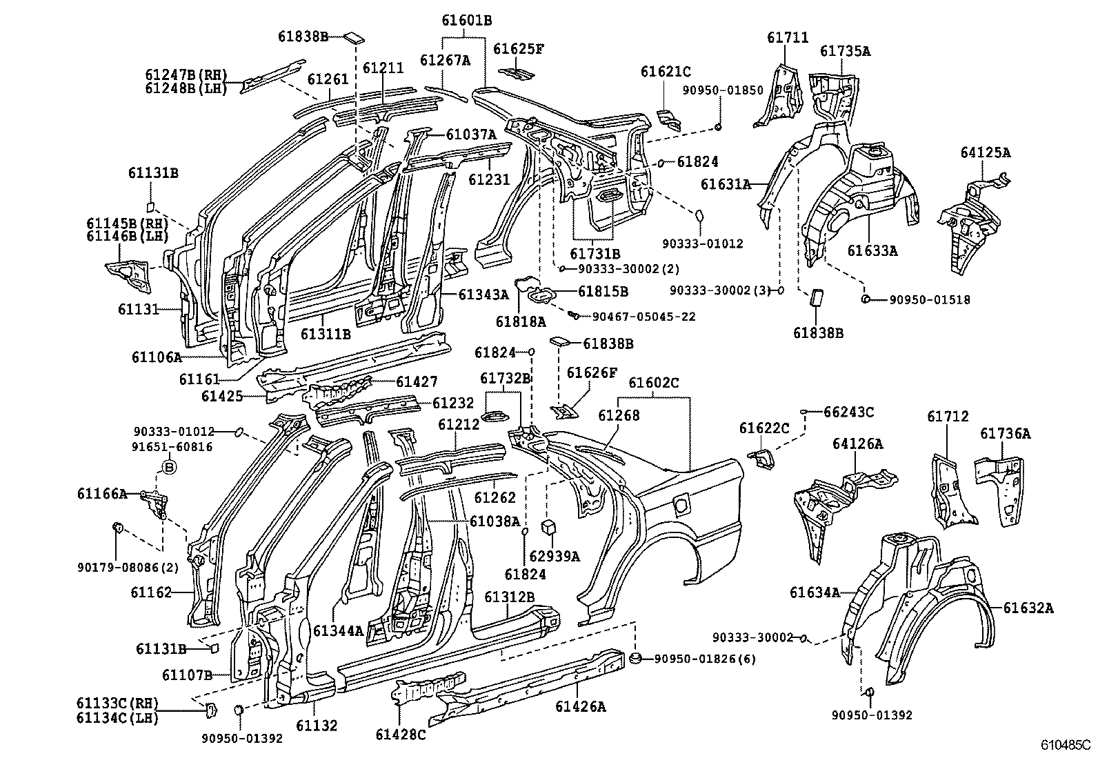 61815-32060 COVER, ROOF SIDE, INNER UPPER RH product image